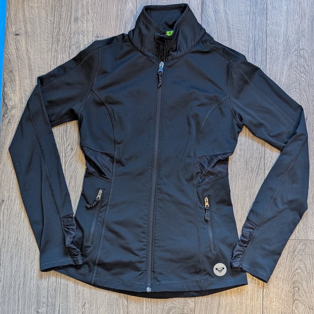 6🖤Roxy Women’s Black Active Sweatshirt — Reflective Details, Mesh Panels Small
